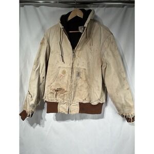 Vintage 1990's Carhartt  Mens Size Large Canvas Jacket Faded Distressed